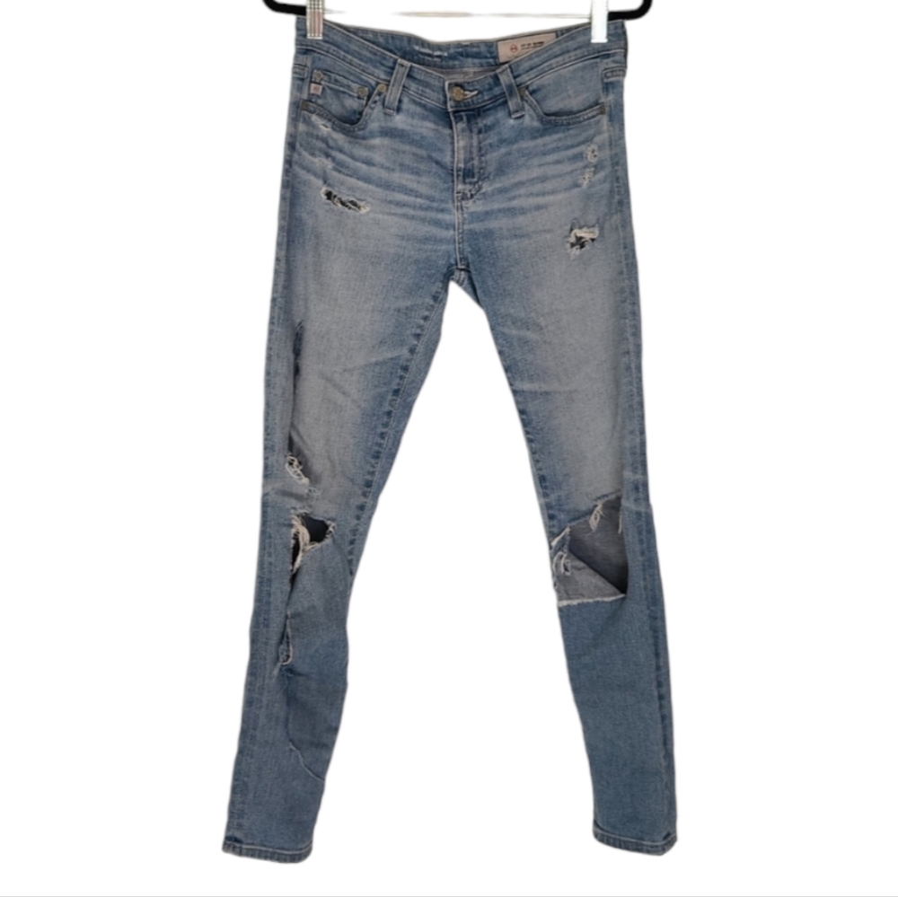 AG light wash super destroyed super skinny ankle jeans size 25 women's